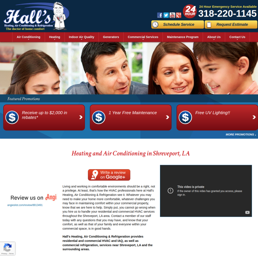 hallsair.com homepage screenshot