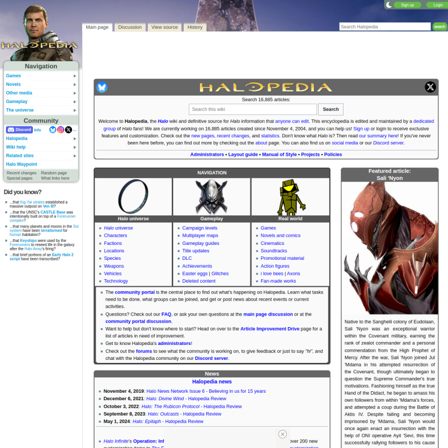 halopedia.org homepage screenshot