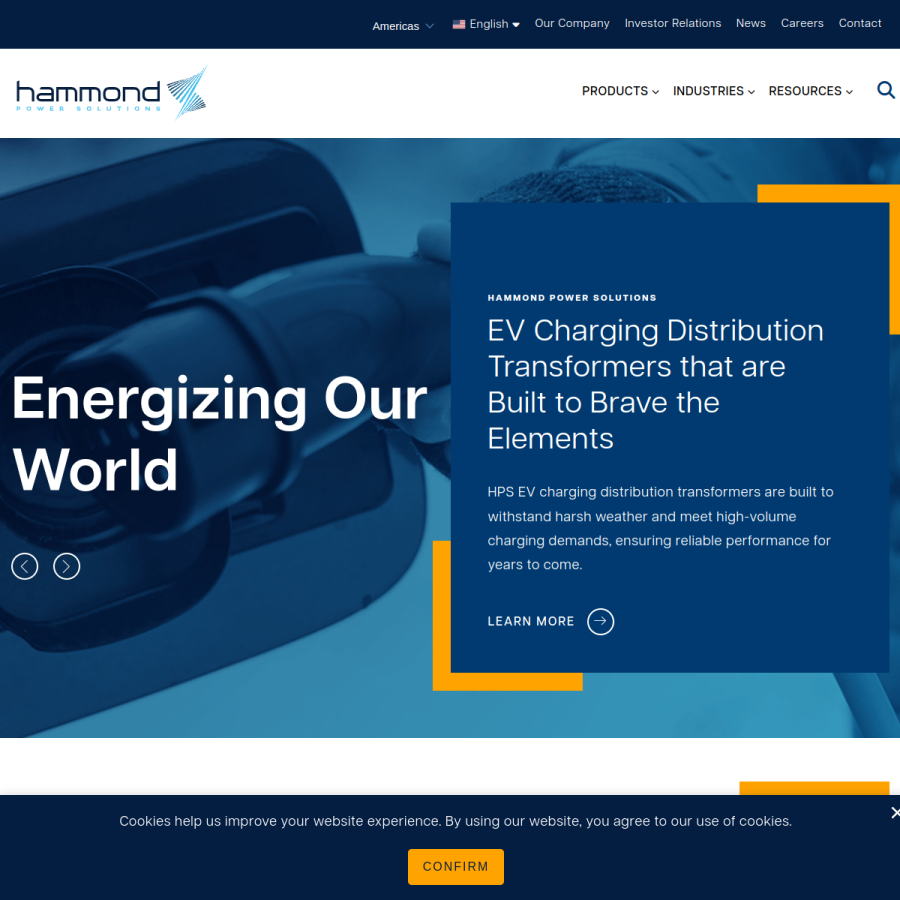 hammondpowersolutions.com homepage screenshot