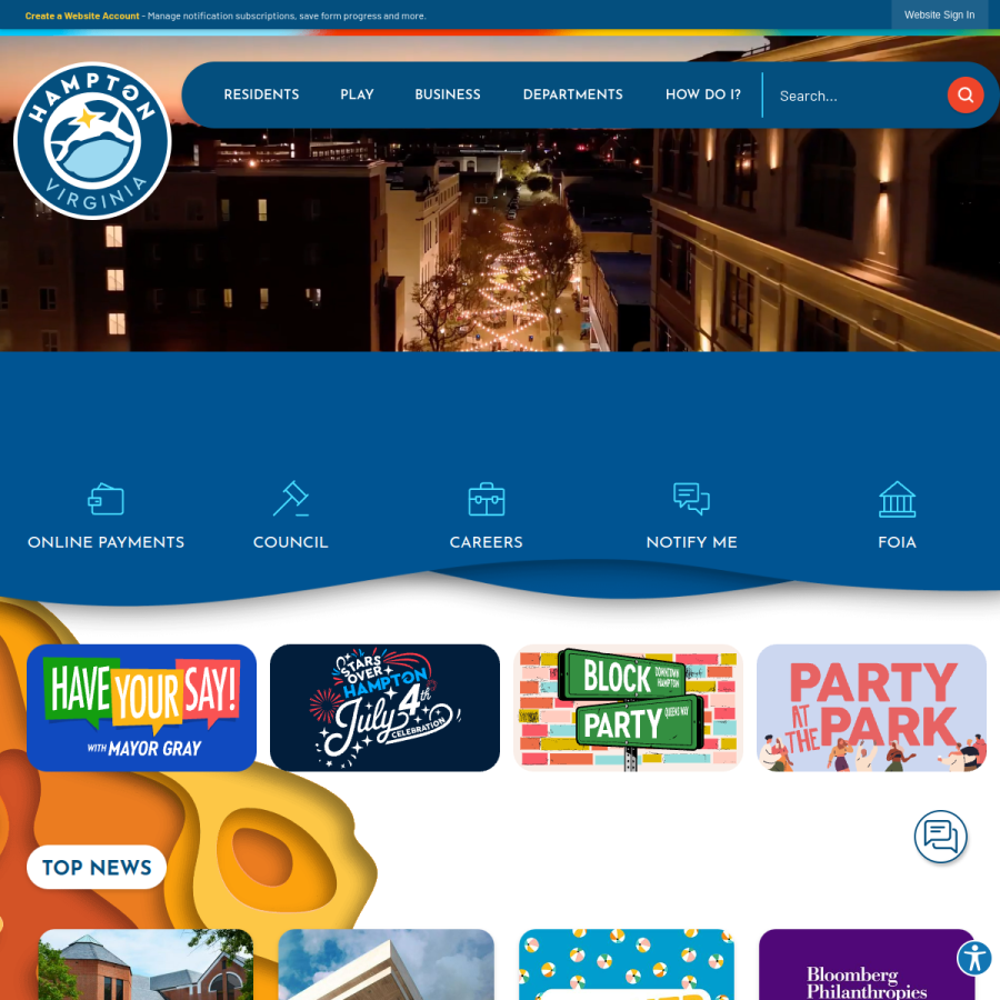 hampton.gov homepage screenshot
