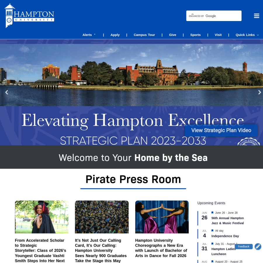 hamptonu.edu homepage screenshot