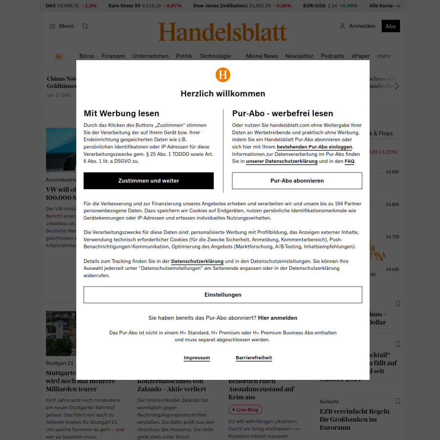 handelsblatt.com homepage screenshot