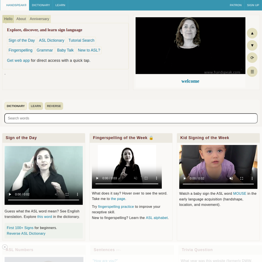 handspeak.com homepage screenshot