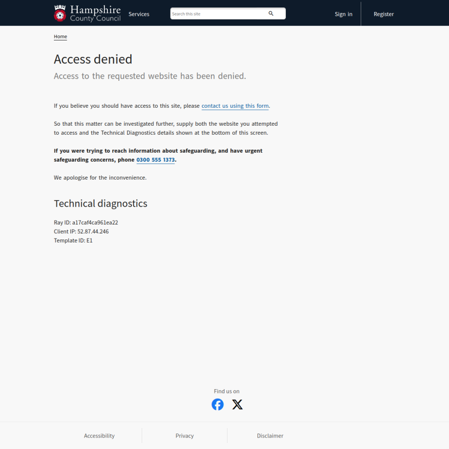 hants.gov.uk homepage screenshot