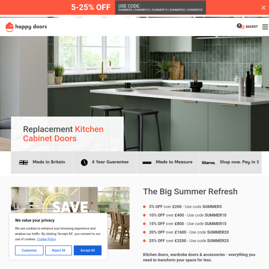 happy-doors.co.uk homepage screenshot
