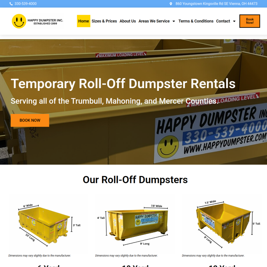 happydumpster.com homepage screenshot