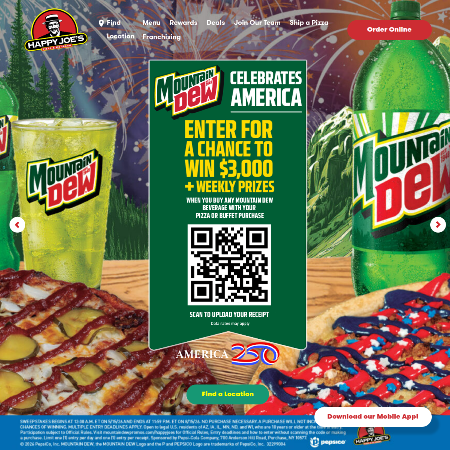 happyjoes.com homepage screenshot
