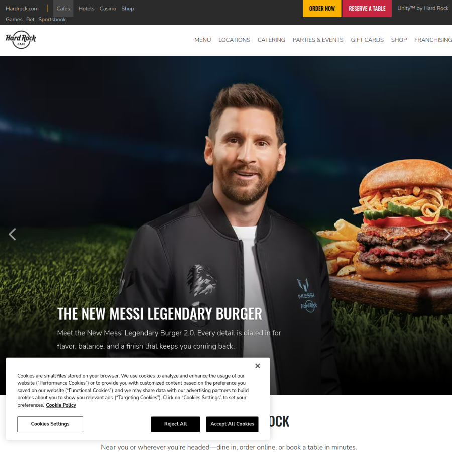 hardrockcafe.com homepage screenshot