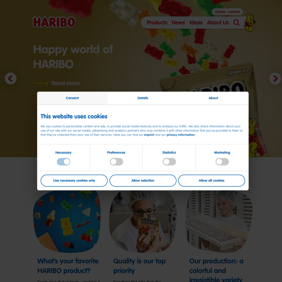 haribo.com homepage screenshot