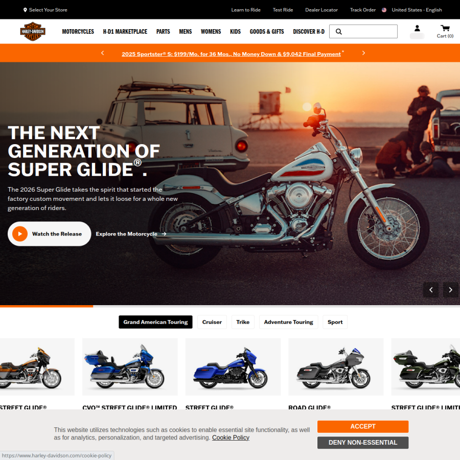harley-davidson.com homepage screenshot