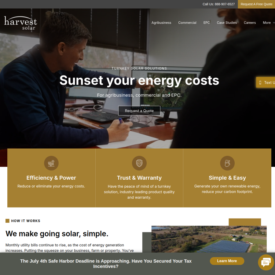 harvestsolar.com homepage screenshot