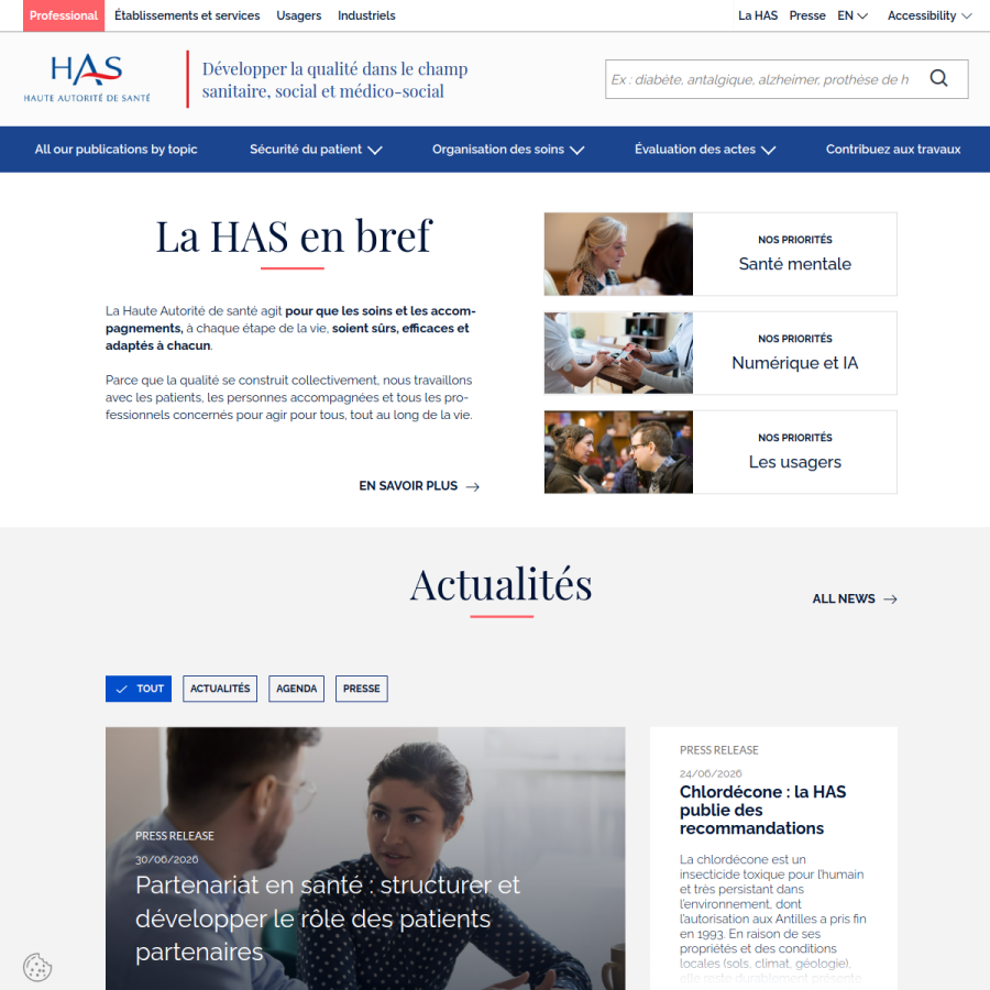 has-sante.fr homepage screenshot