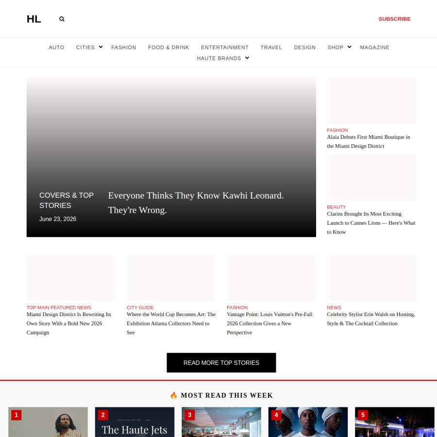 hauteliving.com homepage screenshot