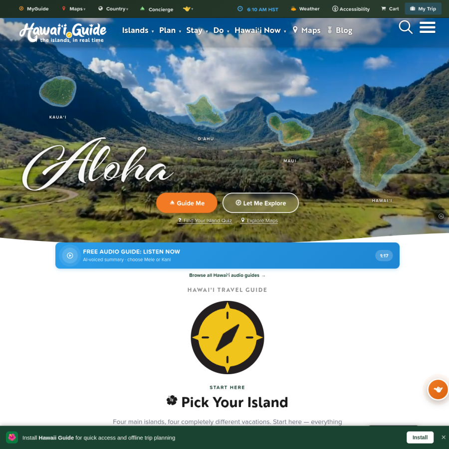 hawaii-guide.com homepage screenshot