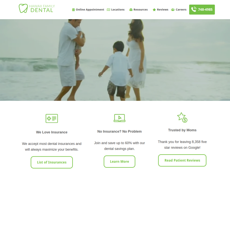 hawaiifamilydental.com homepage screenshot