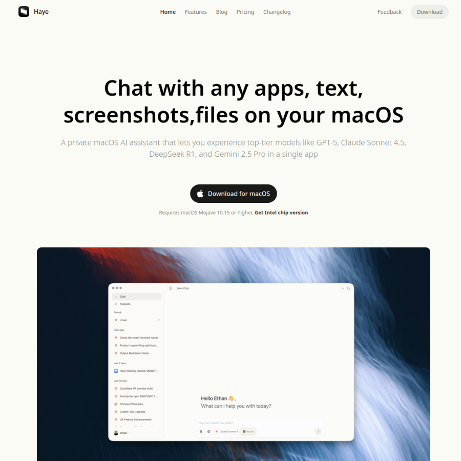 haye.ai homepage screenshot
