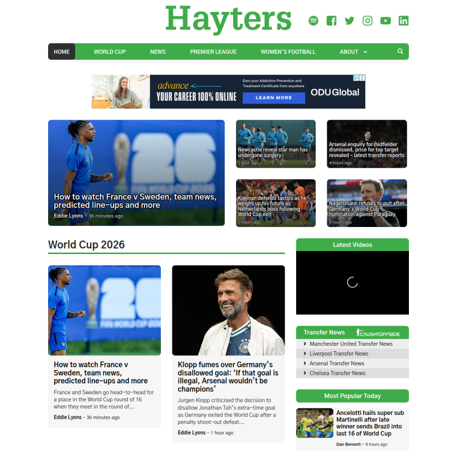 hayters.com homepage screenshot