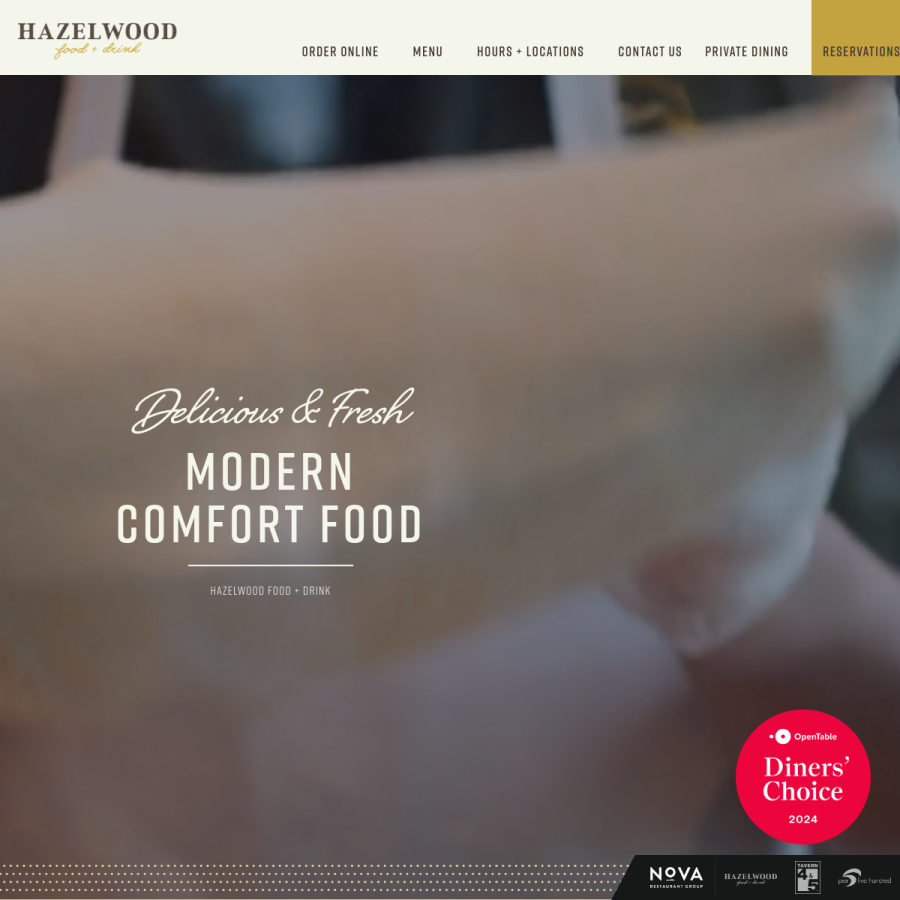 hazelwoodfoodanddrink.com homepage screenshot