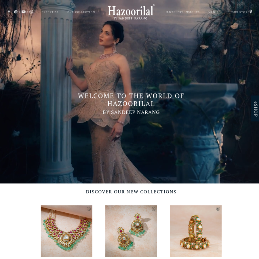 hazoorilaljewellers.com homepage screenshot
