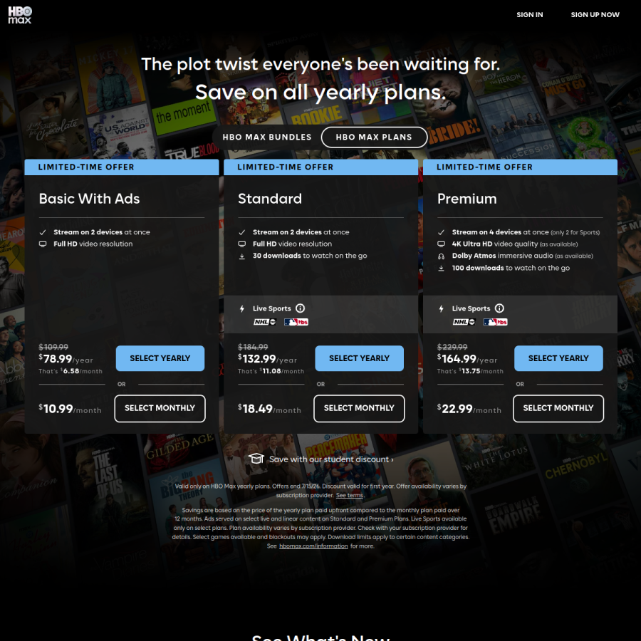 hbomax.com homepage screenshot