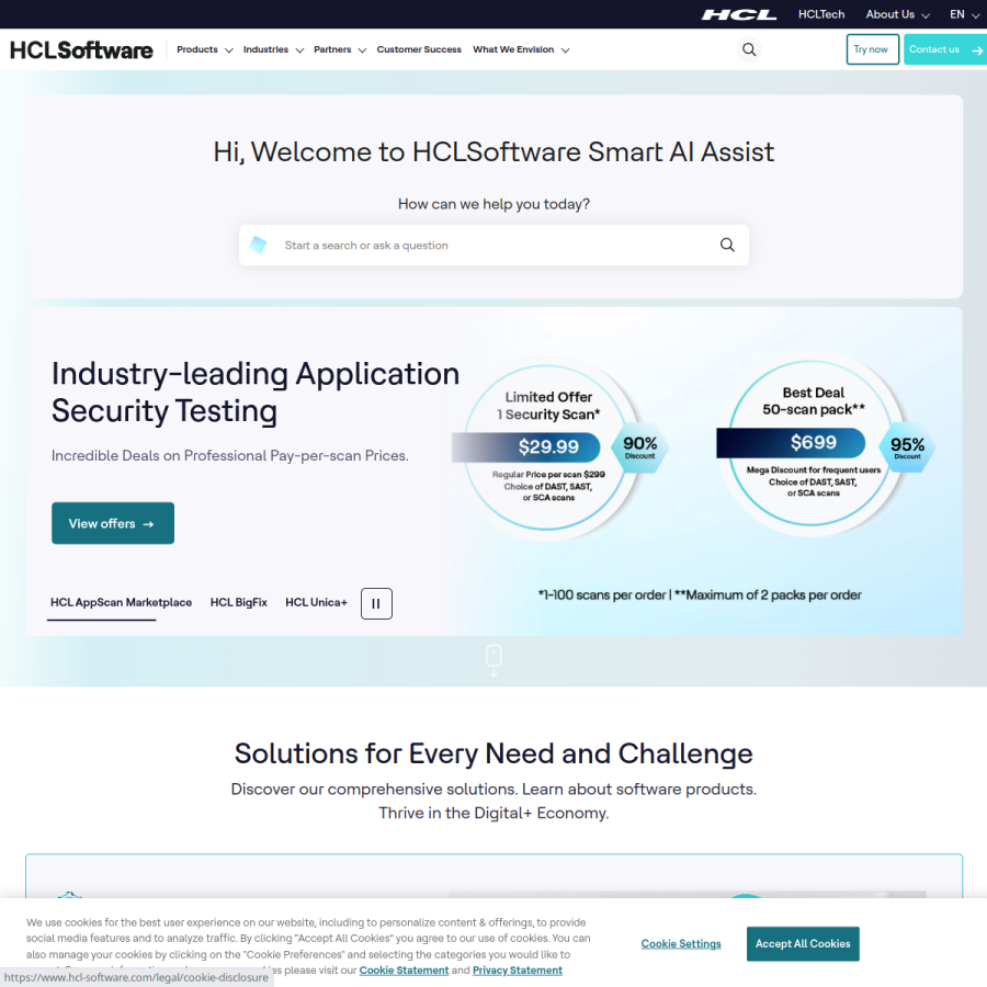 hcl-software.com homepage screenshot