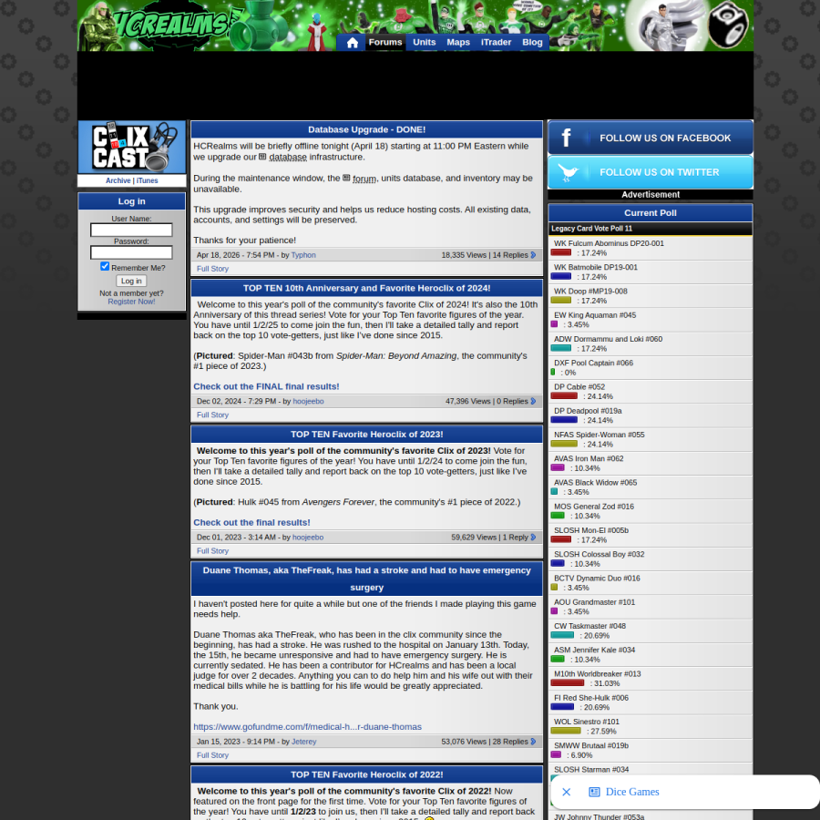 hcrealms.com homepage screenshot