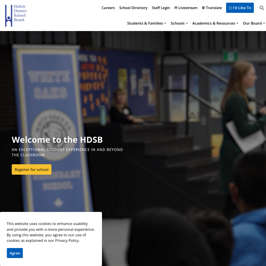 hdsb.ca homepage screenshot