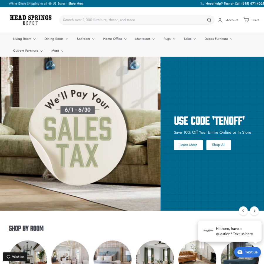 headspringsdepot.com homepage screenshot
