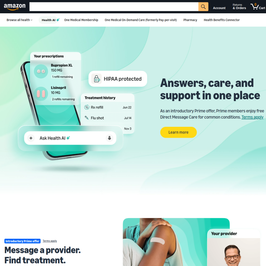 health.amazon.com homepage screenshot