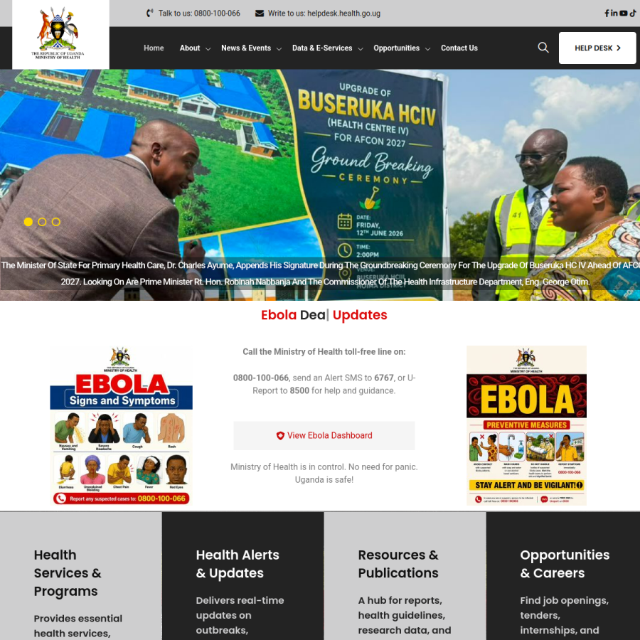 health.go.ug homepage screenshot