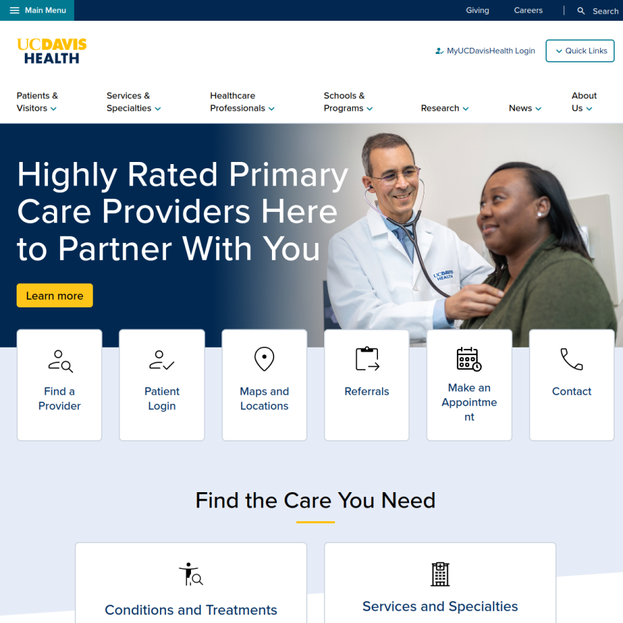 health.ucdavis.edu homepage screenshot