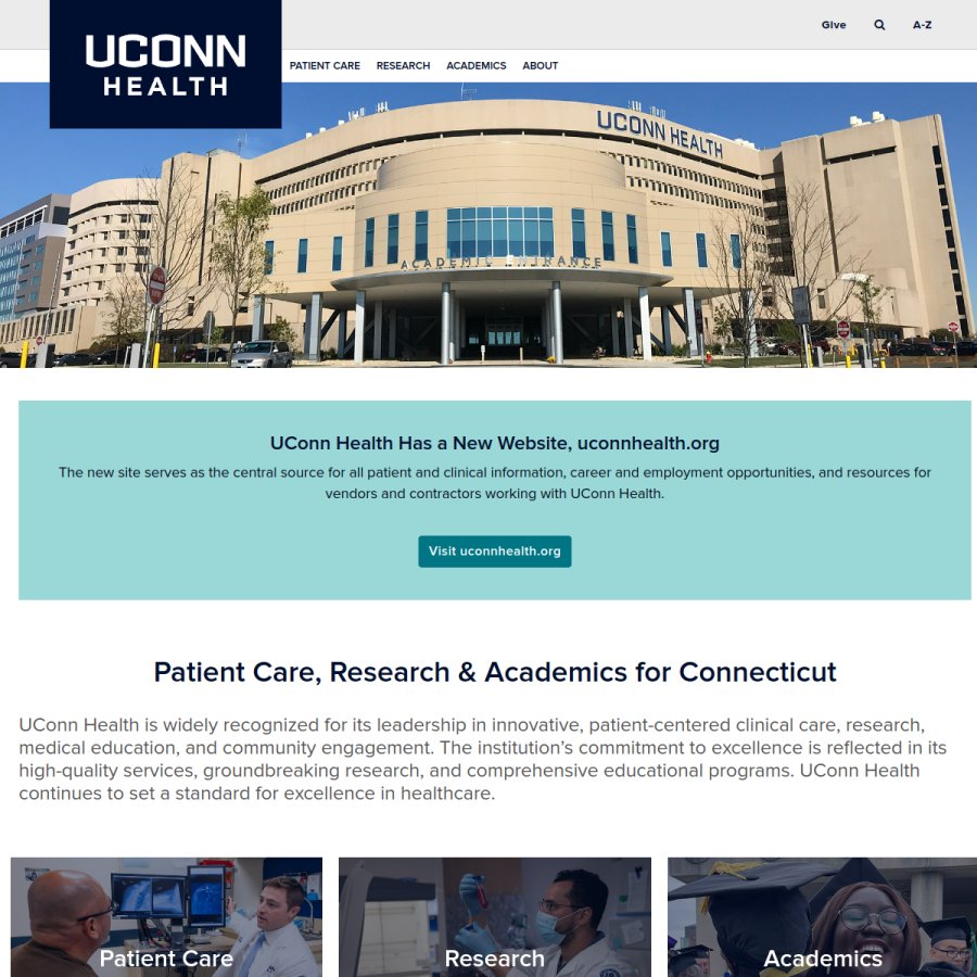 health.uconn.edu homepage screenshot