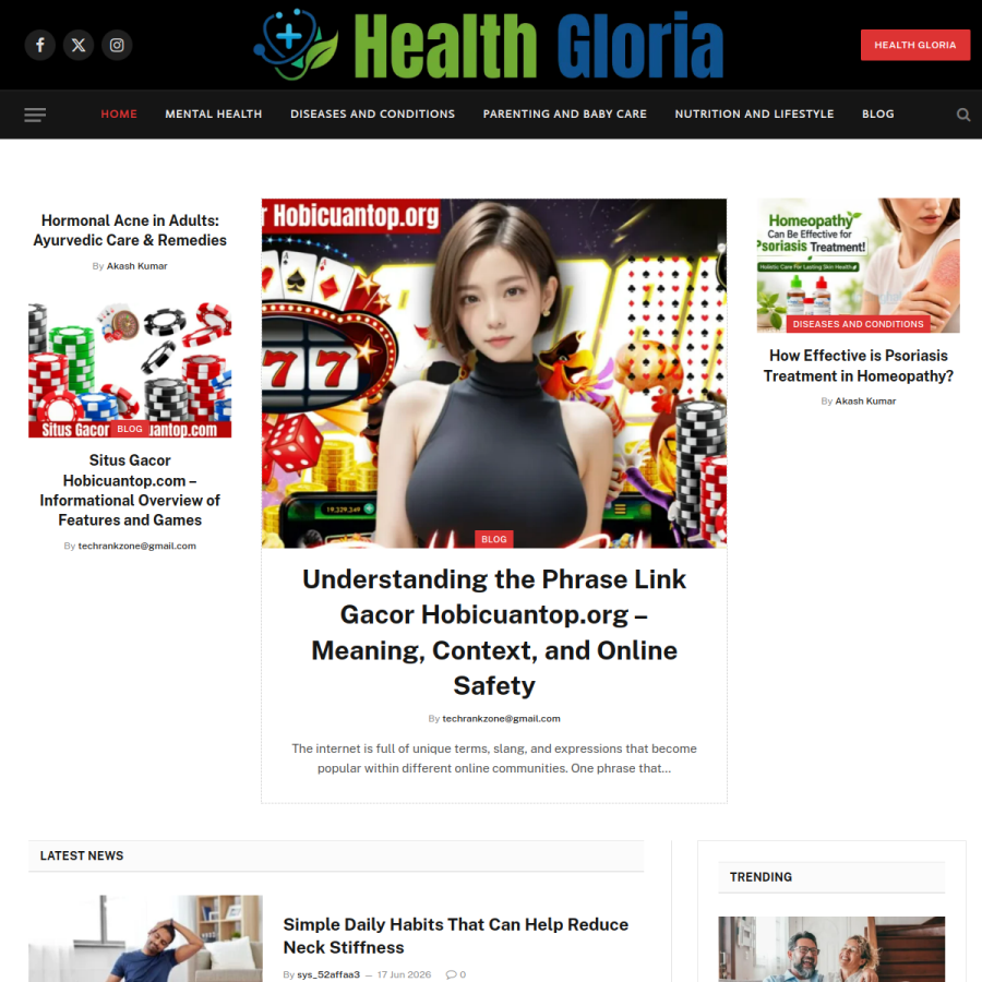 healthgloria.com homepage screenshot