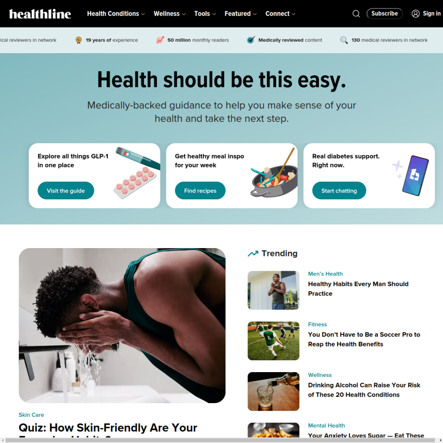healthline.com homepage screenshot