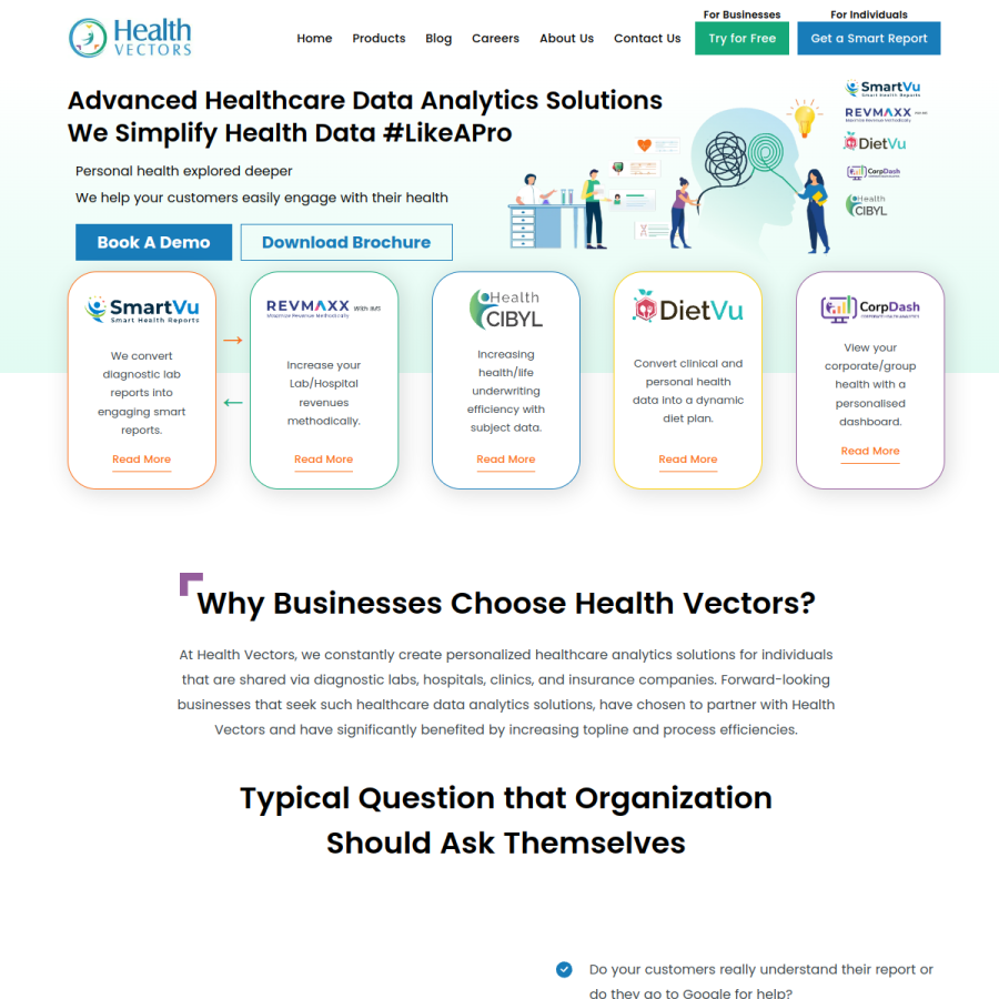 healthvectors.ai homepage screenshot