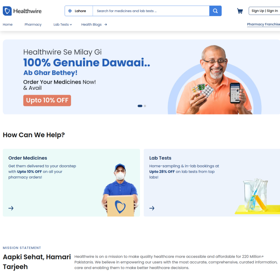 healthwire.pk homepage screenshot