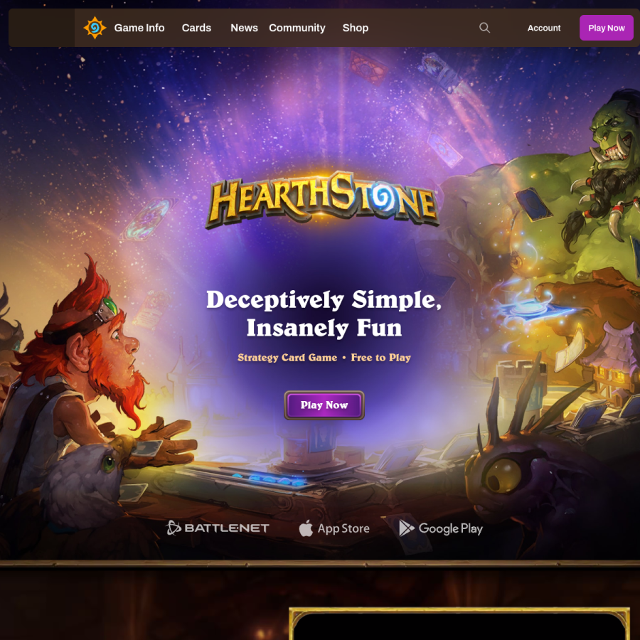 hearthstone.blizzard.com homepage screenshot