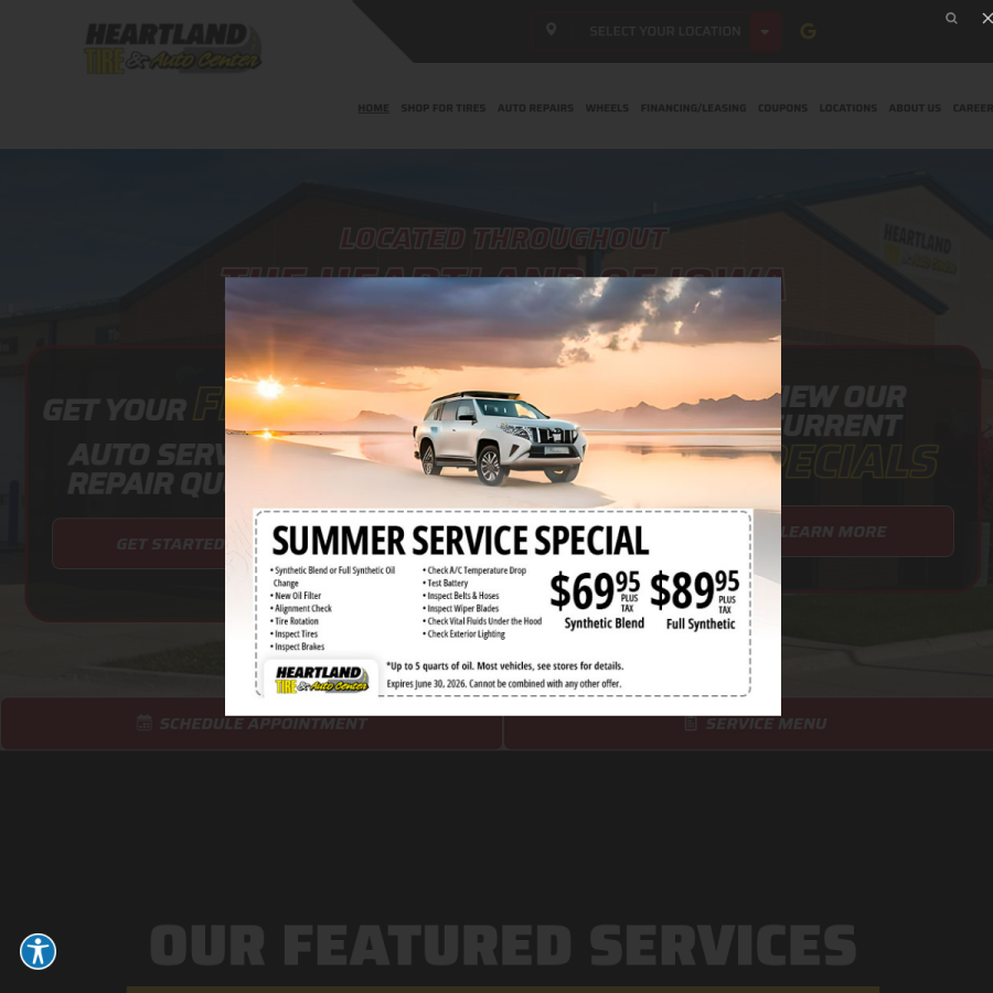 heartlandtireandauto.com homepage screenshot