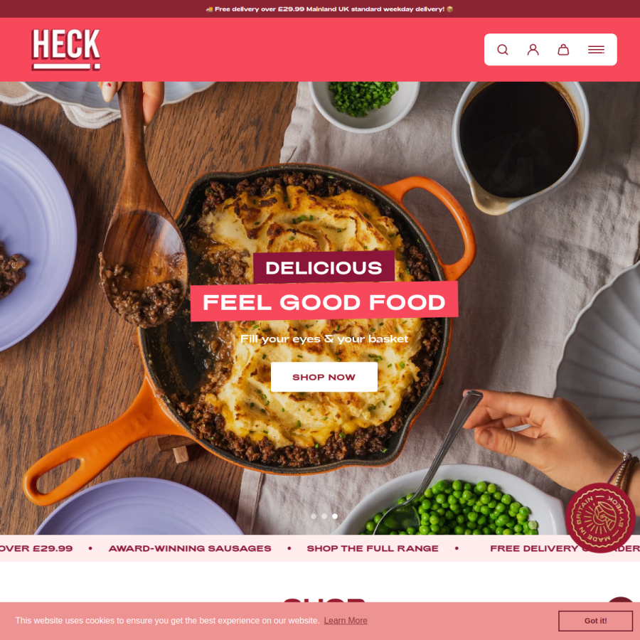 heckfood.co.uk homepage screenshot