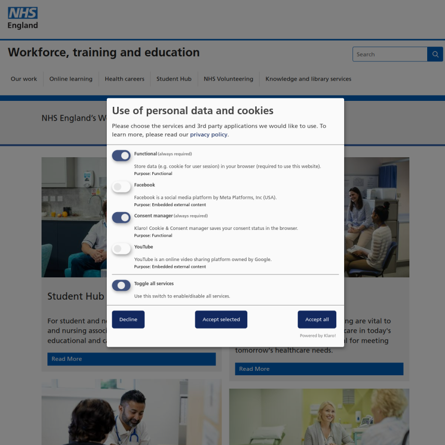 hee.nhs.uk homepage screenshot