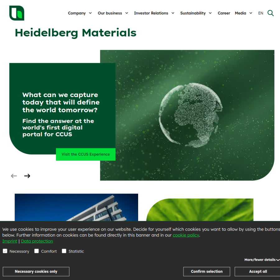 heidelbergmaterials.com homepage screenshot