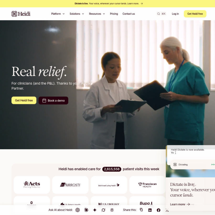 heidihealth.com homepage screenshot