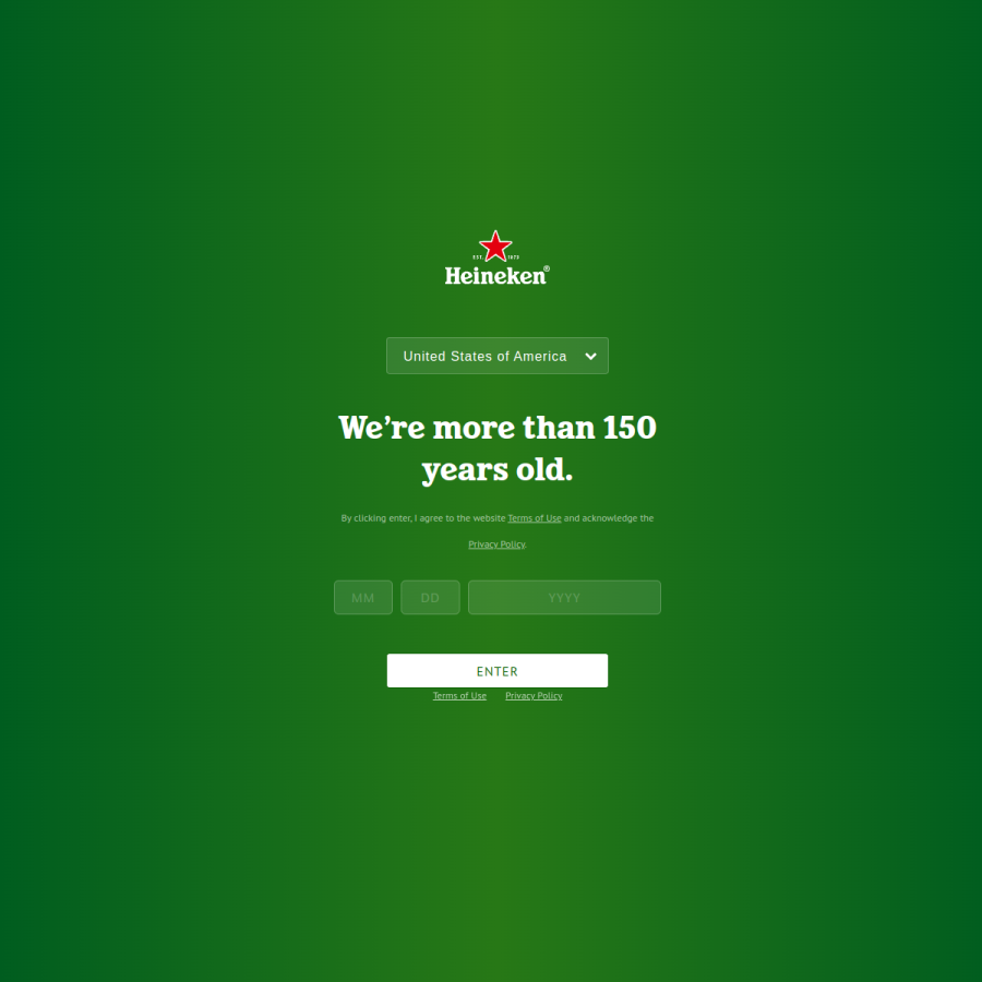 heineken.com homepage screenshot
