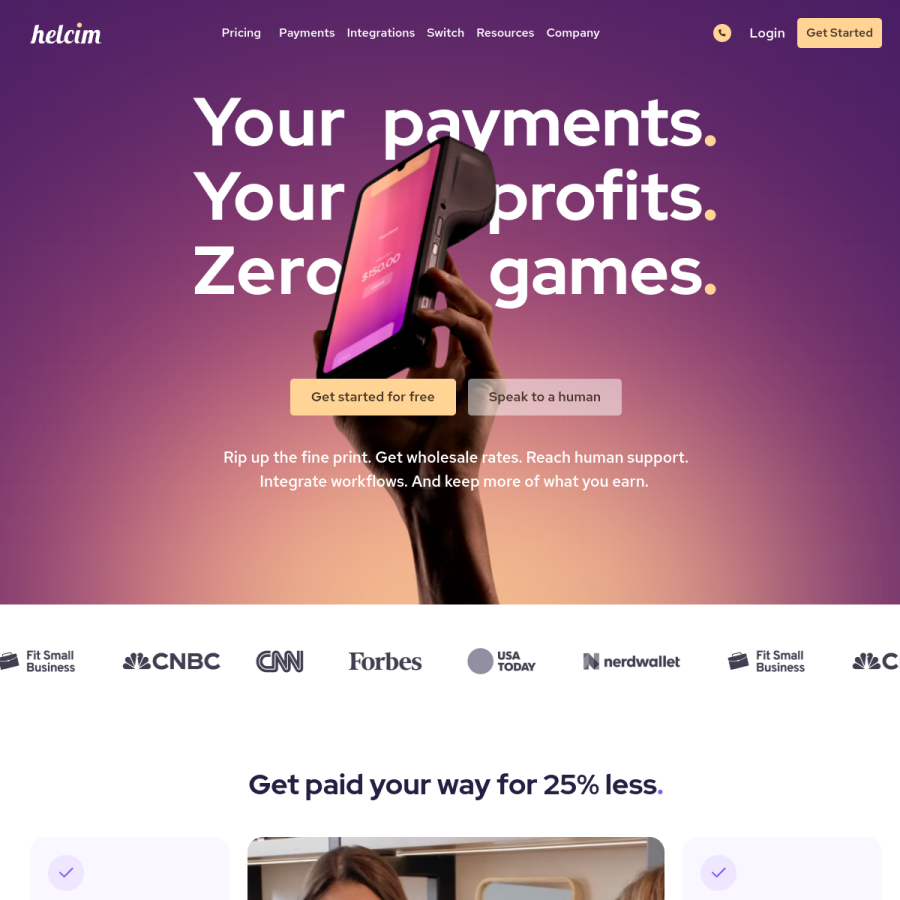 helcim.com homepage screenshot