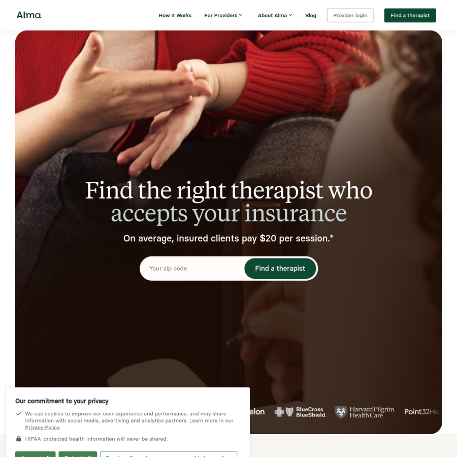 helloalma.com homepage screenshot