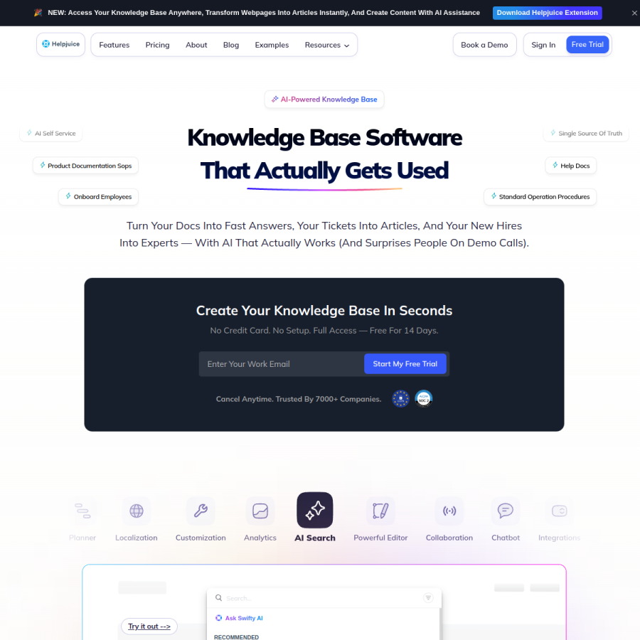 helpjuice.com homepage screenshot