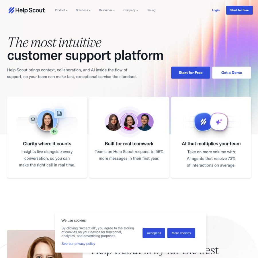helpscout.com homepage screenshot