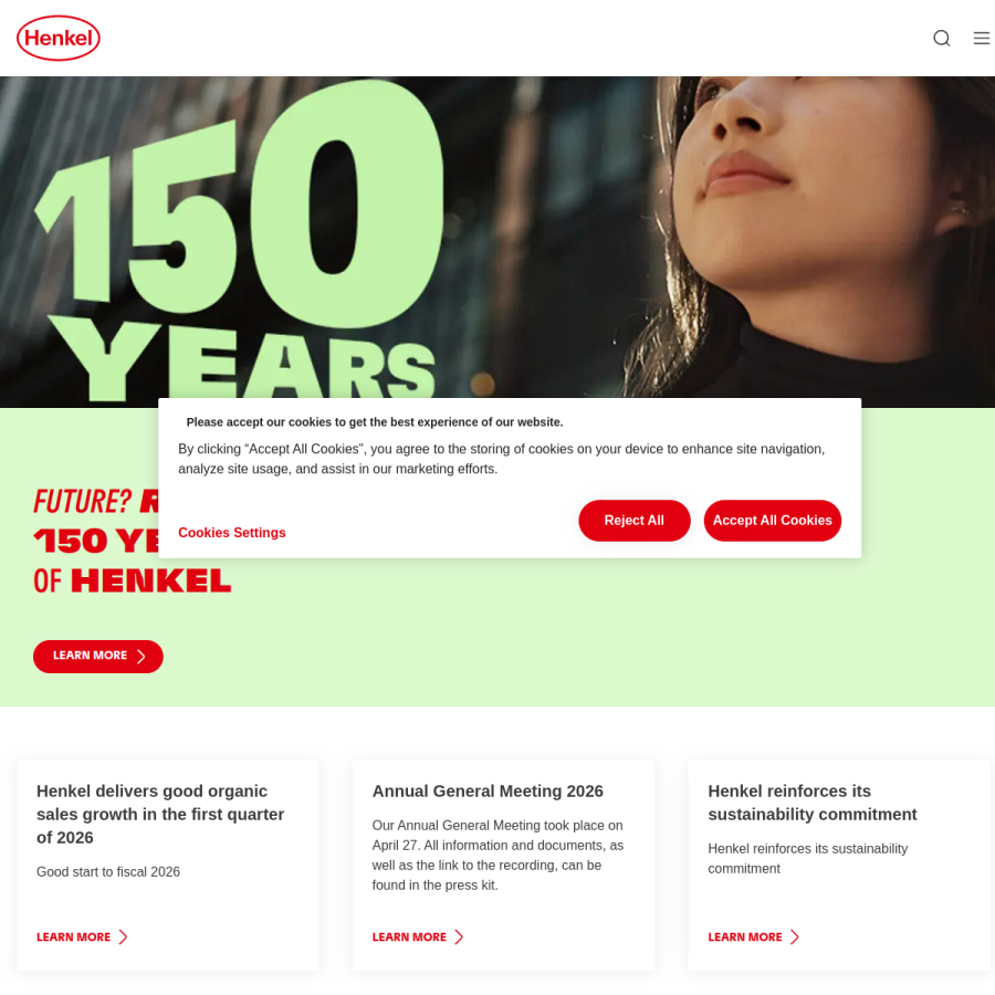 henkel.com homepage screenshot