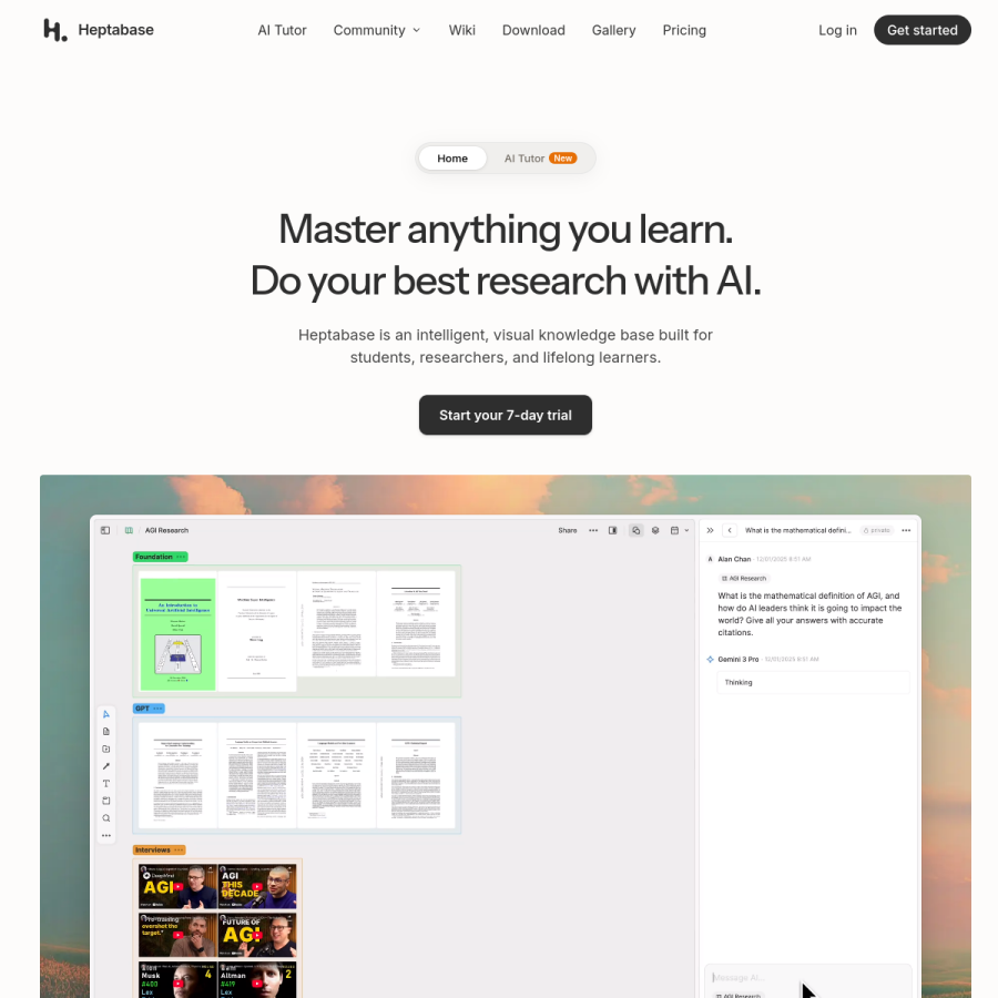 heptabase.com homepage screenshot