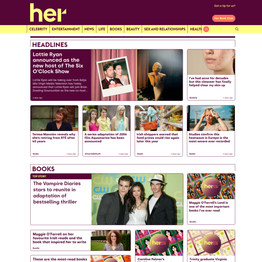 her.ie homepage screenshot